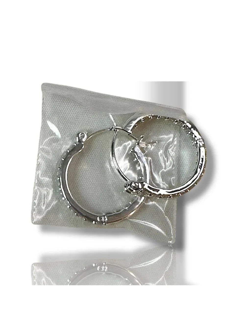 Crystal Haze Silver-Plated Inside Out Cubic Zirconia Hoop Earrings  NIP